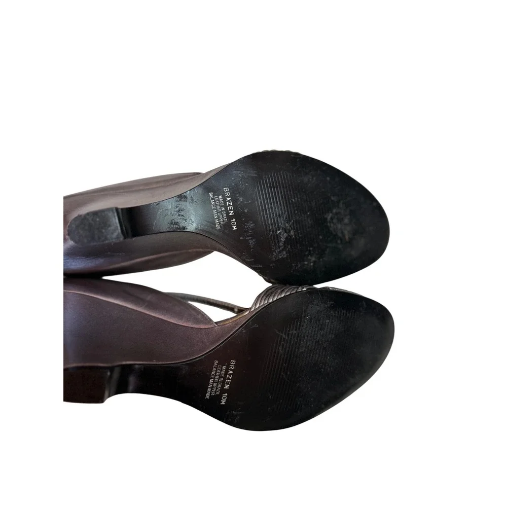 Carlos by Carlos Santana Brazen Metallic Pewter Leather Wedge Sandals Womens 10M